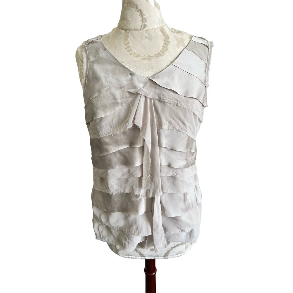 Alfani Women's Layered Sleeveless Beige Top Small